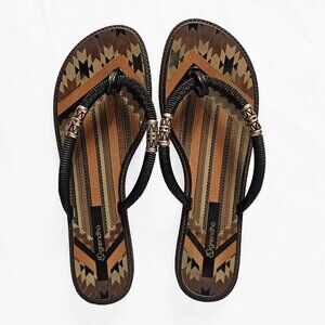 Grendha Brazillian Footwear Brown Boho Flip Flops